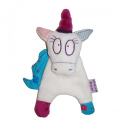 Doudou plat Léonie la licorne