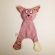 doudou chat en coton bio rose